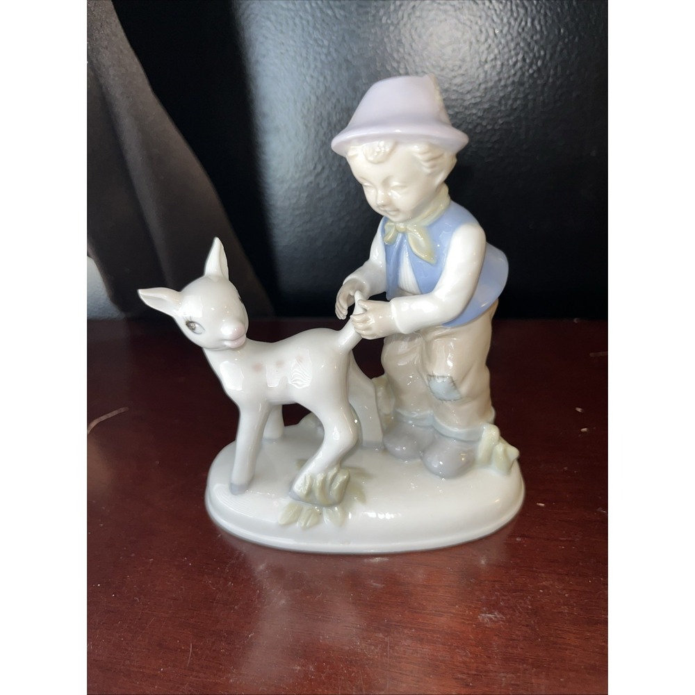 Vintage Napco Royal Viking Porcelain Figurine – Boy With Deer